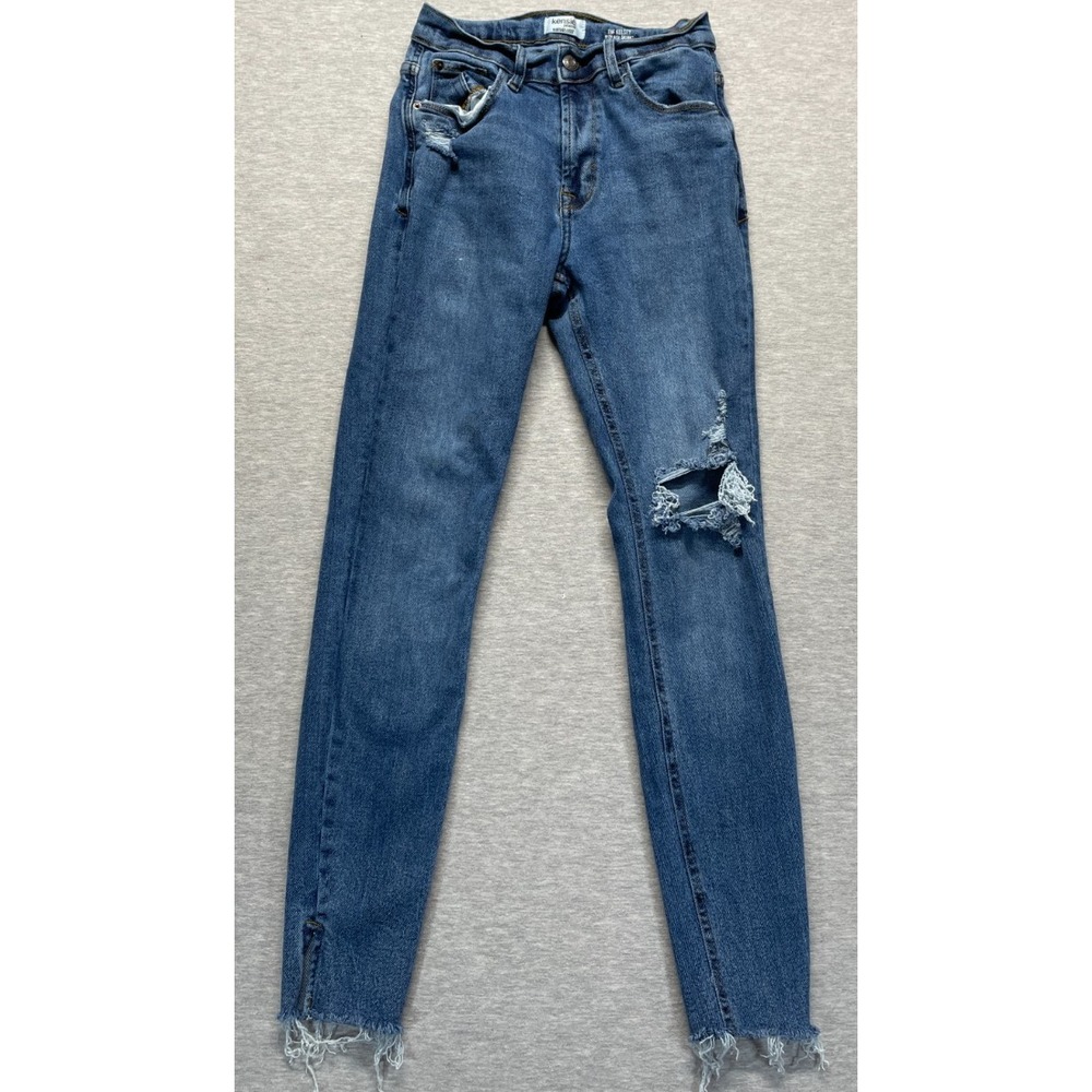Kensie Vintage Luxe The Kelsey High Rise Skinny Jeans Womens 2 Blue Distressed